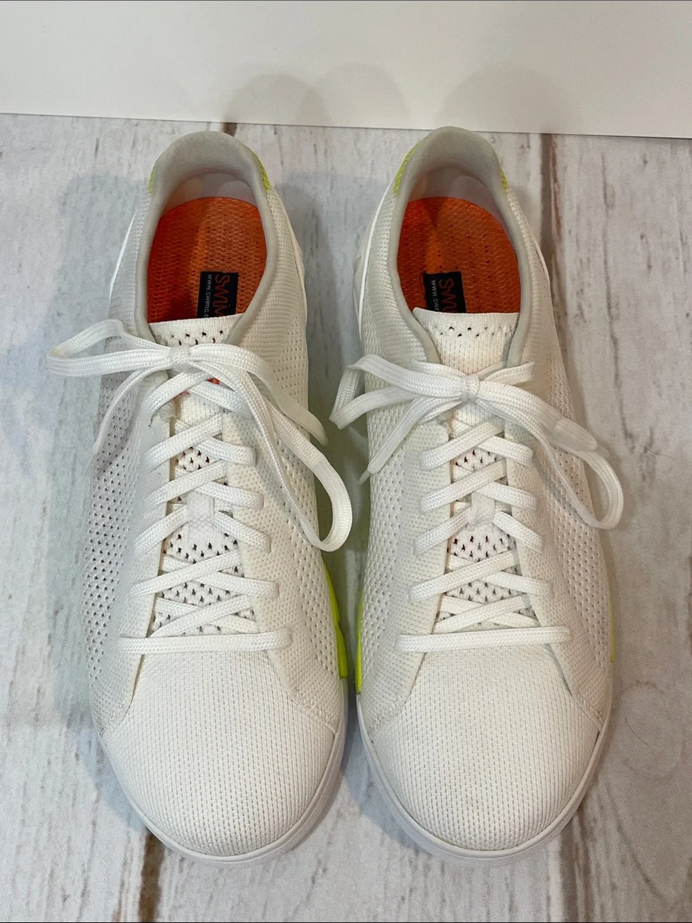 SWIMS Mesh Water Sneakers Mens 8.5 Neon Yellow Washable Lightweight Lace up